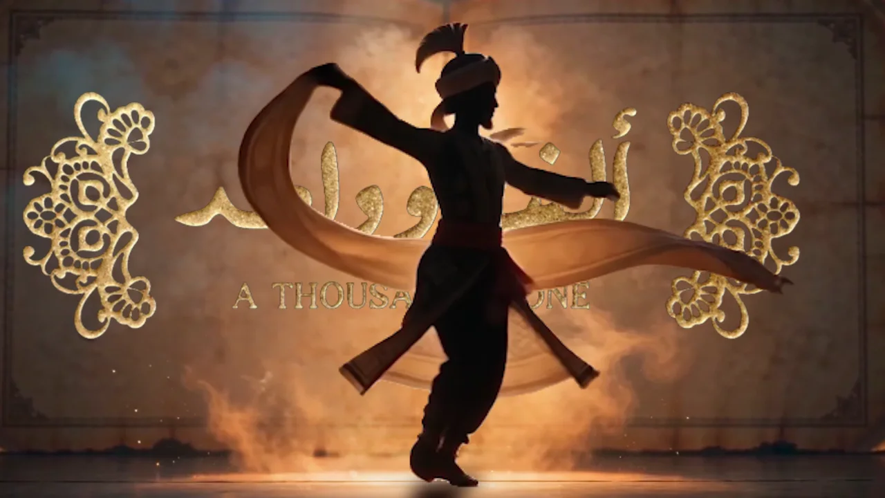 Fabric moving around the dancer to form a circular visual transition