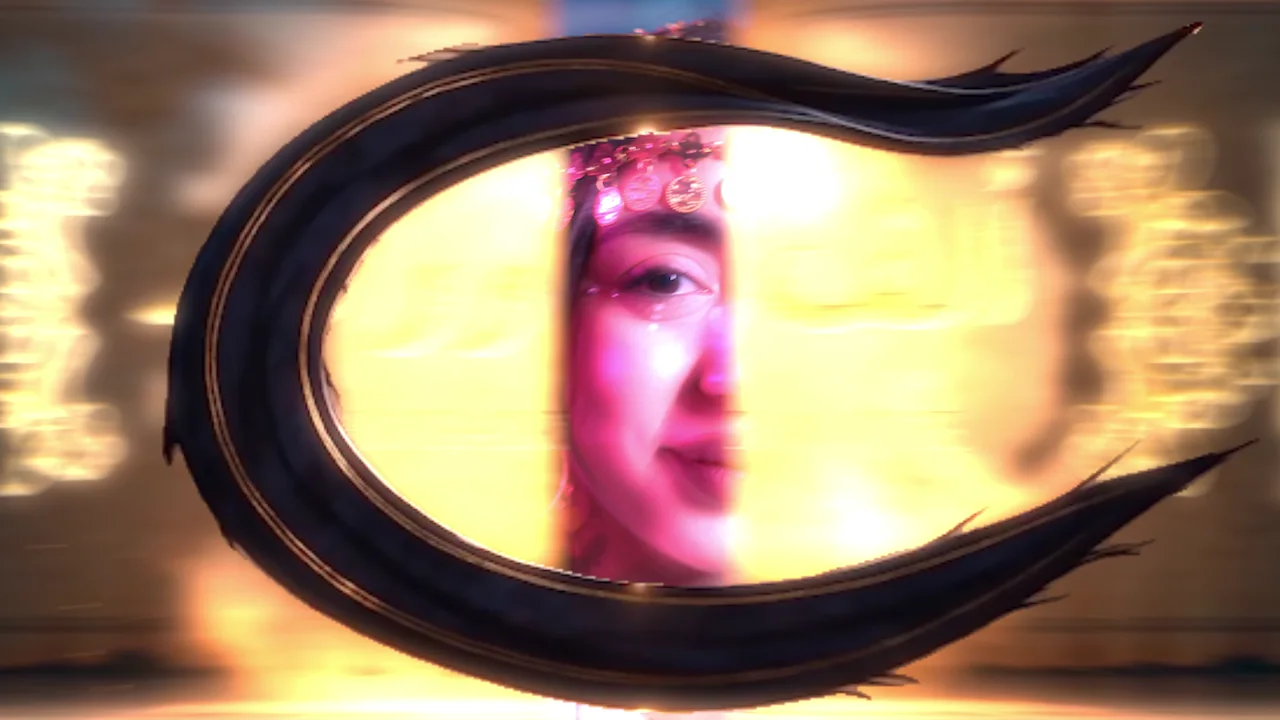 Live festival footage appearing through an AI-created moving portal