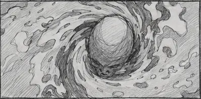 Head pulled into a visual vortex