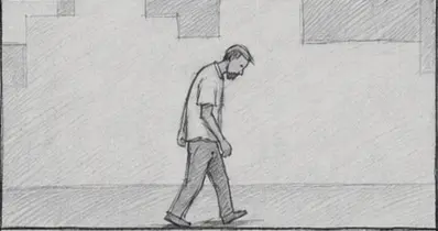 Isolated walking figure