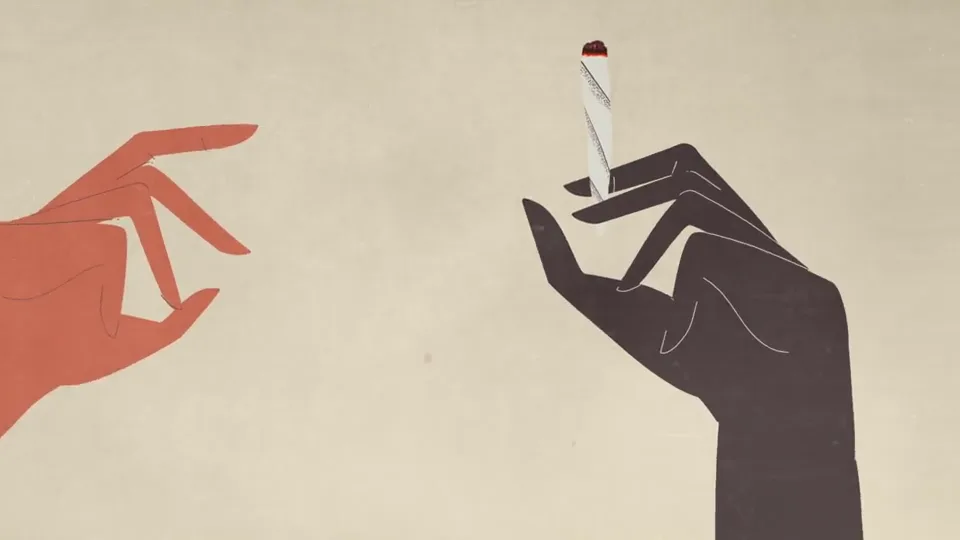 Two hands and a cigarette