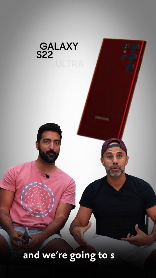 Galaxy S22 Ultra red phone in the social reel