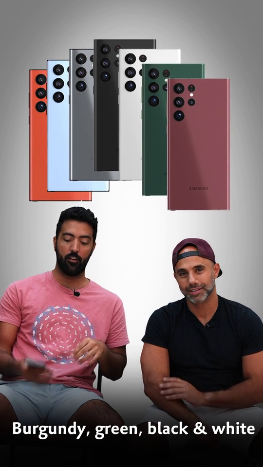 Galaxy S22 Ultra colour lineup in 3D