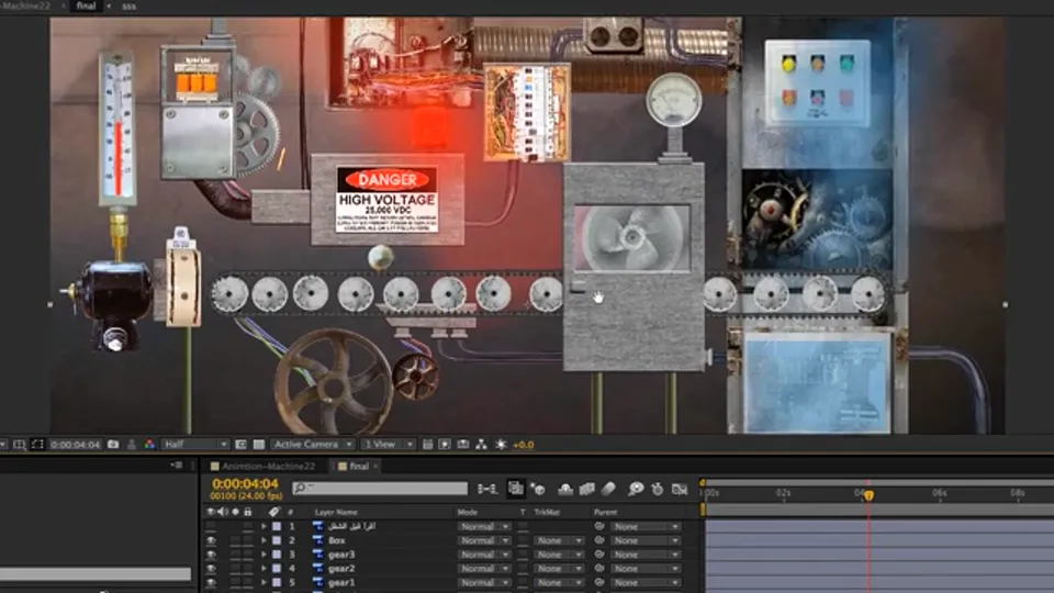 Panda artwork inside the compositing timeline