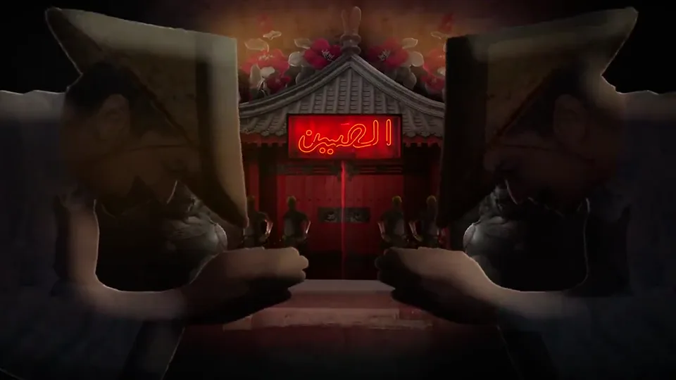 Illustrated factory entrance in the opening title sequence