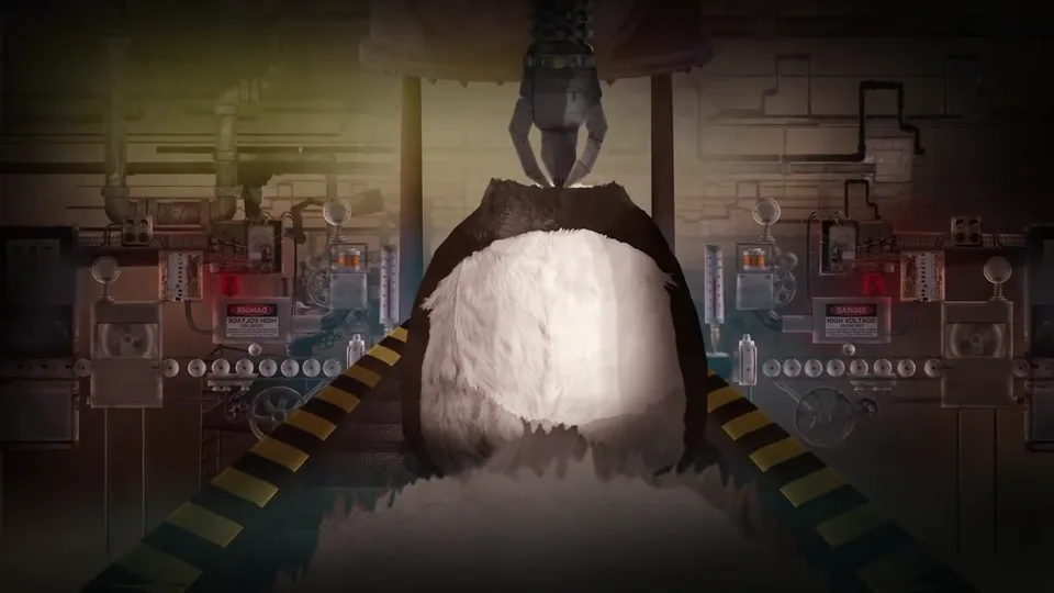 Panda form entering the illustrated assembly line