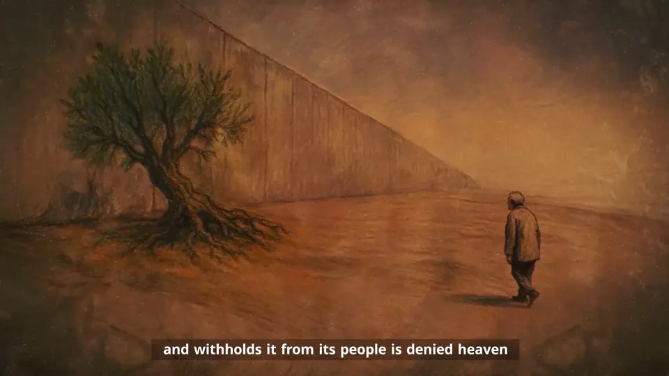 The old man faces a concrete wall