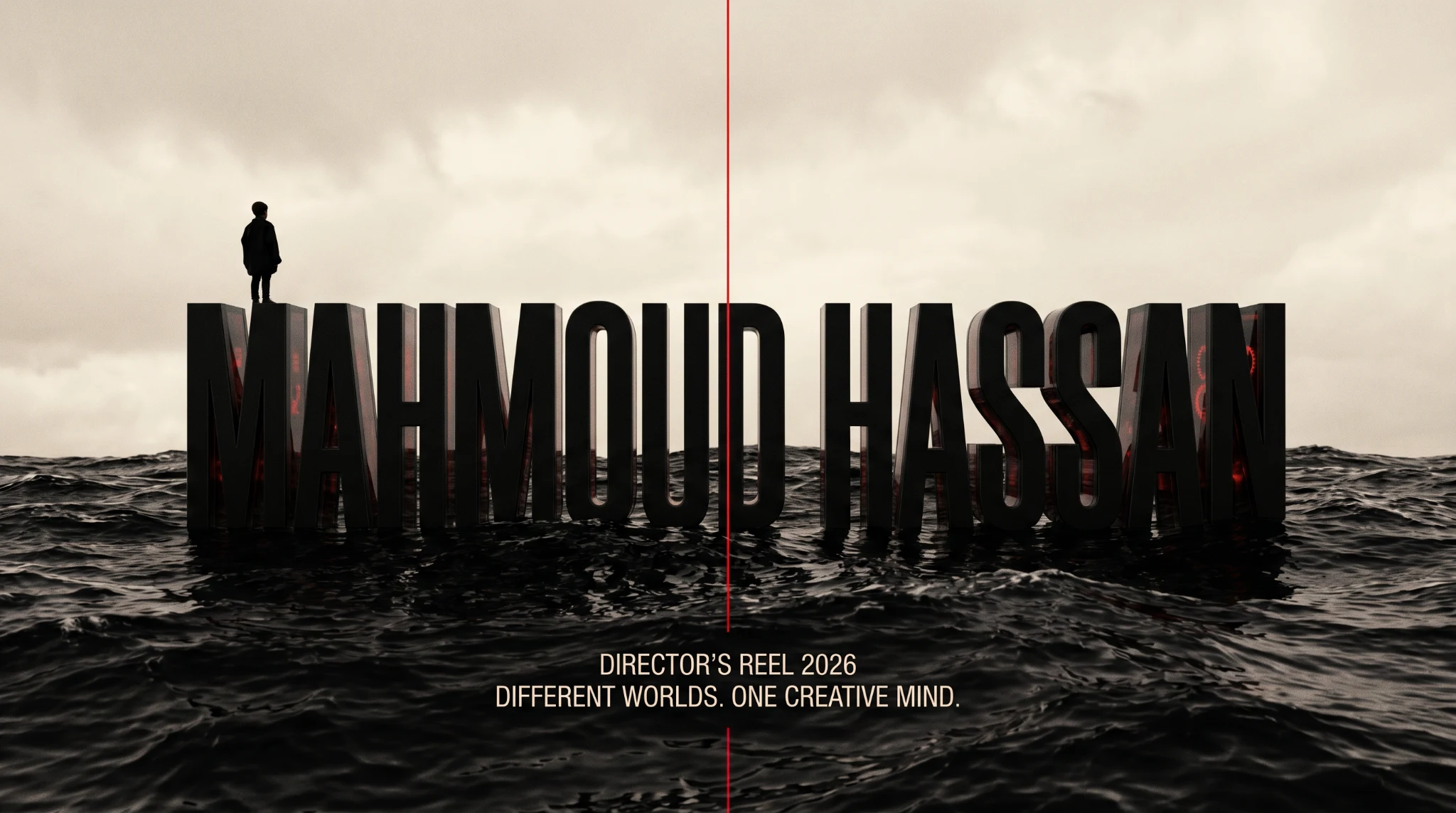 Mahmoud Hassan showreel artwork over a dark sea